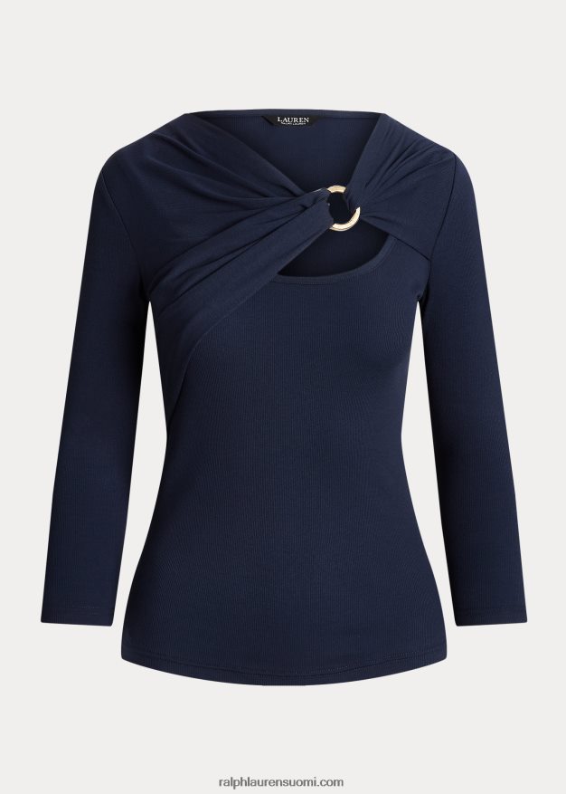 Ralph Lauren naiset rengasetuinen joustinneuletoppi 0Z24ZR4032 hienostunut laivasto