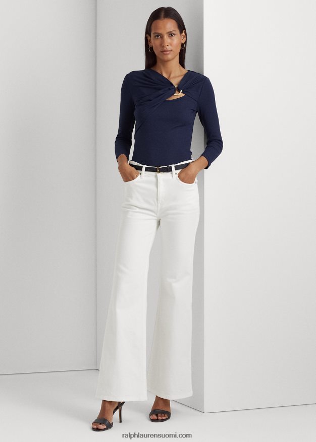 Ralph Lauren naiset rengasetuinen joustinneuletoppi 0Z24ZR4032 hienostunut laivasto