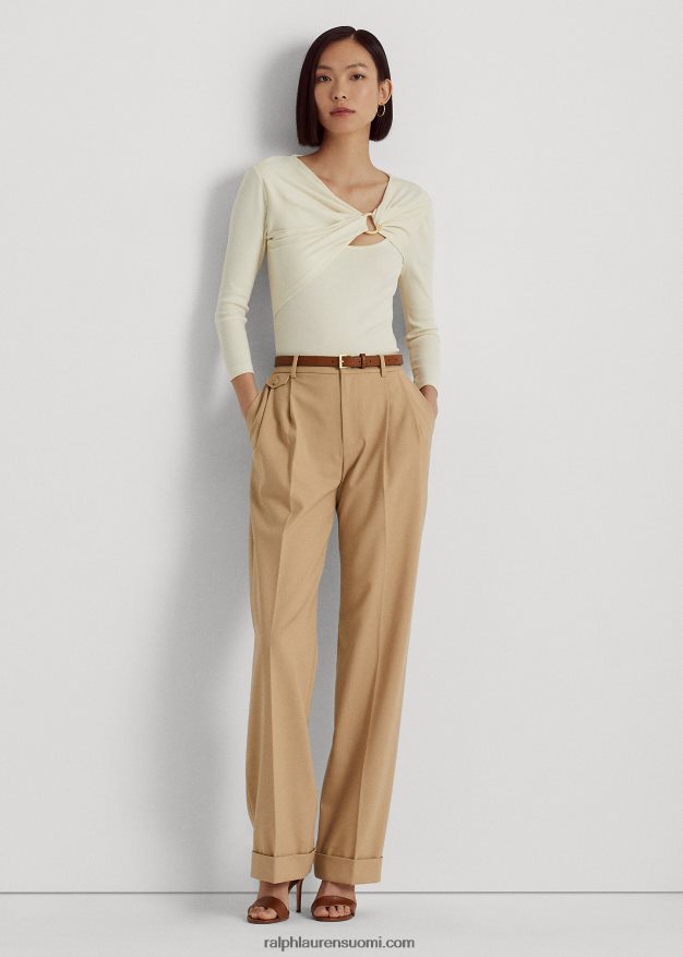 Ralph Lauren naiset rengasetuinen joustinneuletoppi 0Z24ZR4454 mascarpone-kermaa