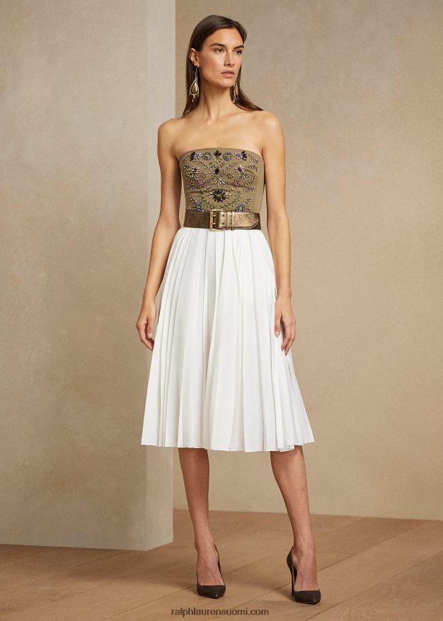 Ralph Lauren naiset cailin koristeltu puuvilla bustier 0Z24ZR9302 jäkälänvihreä