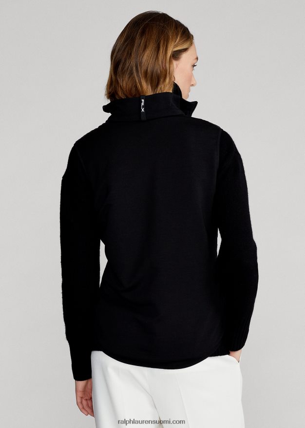 Ralph Lauren naiset hybridi mockneck-vetoketjuliivi 0Z24ZR3752 musta