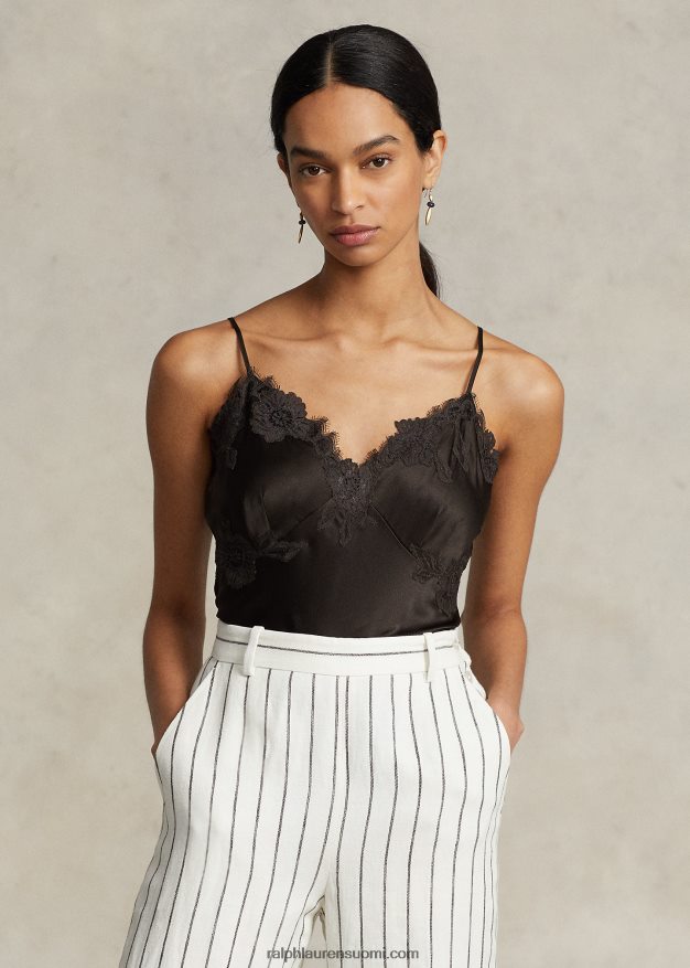 Ralph Lauren naiset pitsillä koristeltu Mulberry silkki camisole 0Z24ZR3179 antiikki ruskea