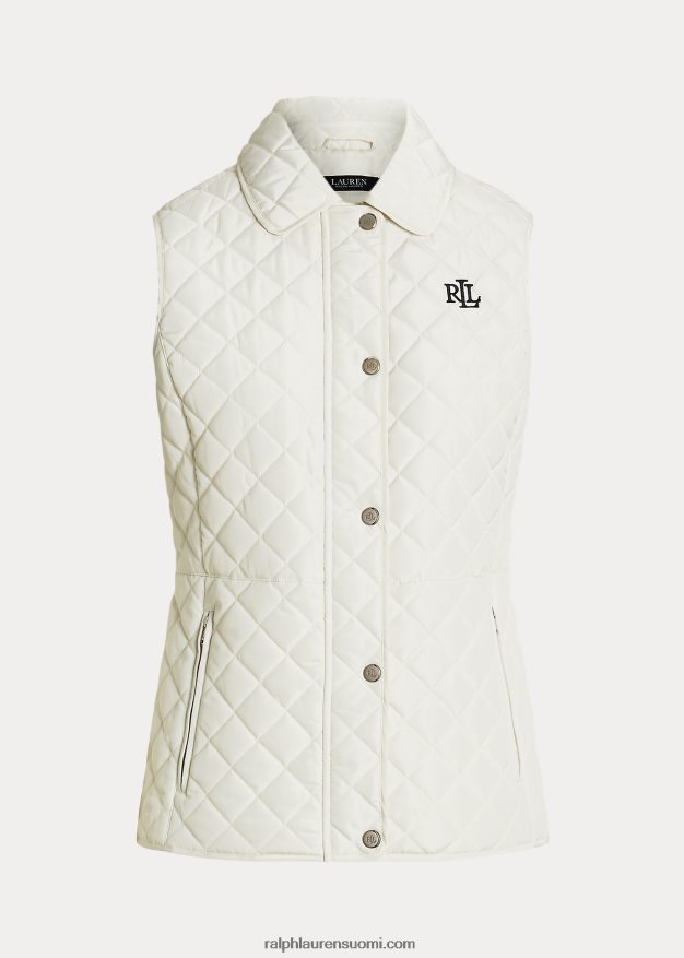 Ralph Lauren naiset timanttitikattu liivi 0Z24ZR4127 pergamentti kerma