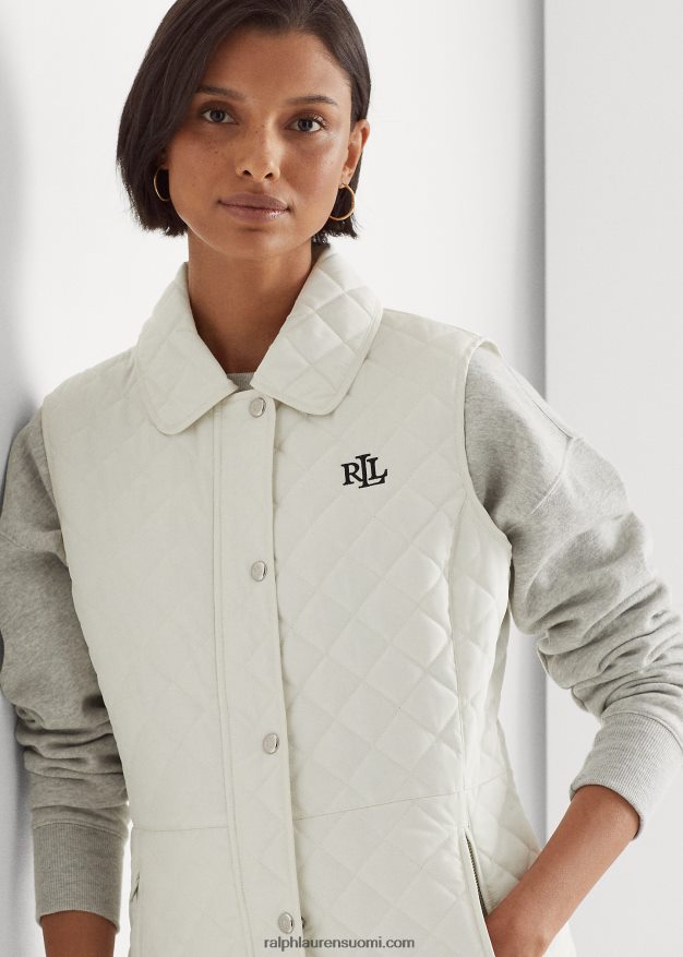 Ralph Lauren naiset timanttitikattu liivi 0Z24ZR4127 pergamentti kerma