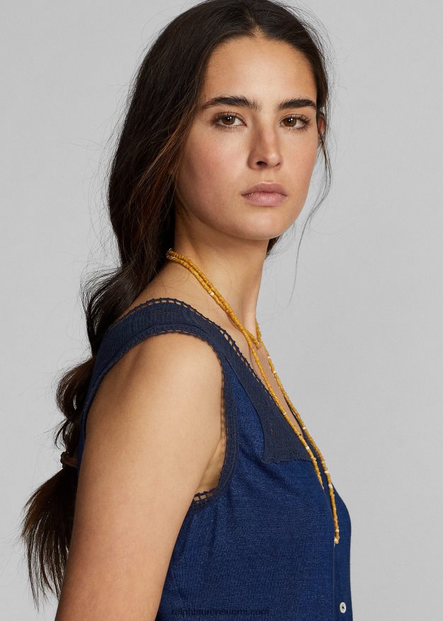 Ralph Lauren naiset virkattu reunustettu kammio 0Z24ZR3639 indigo