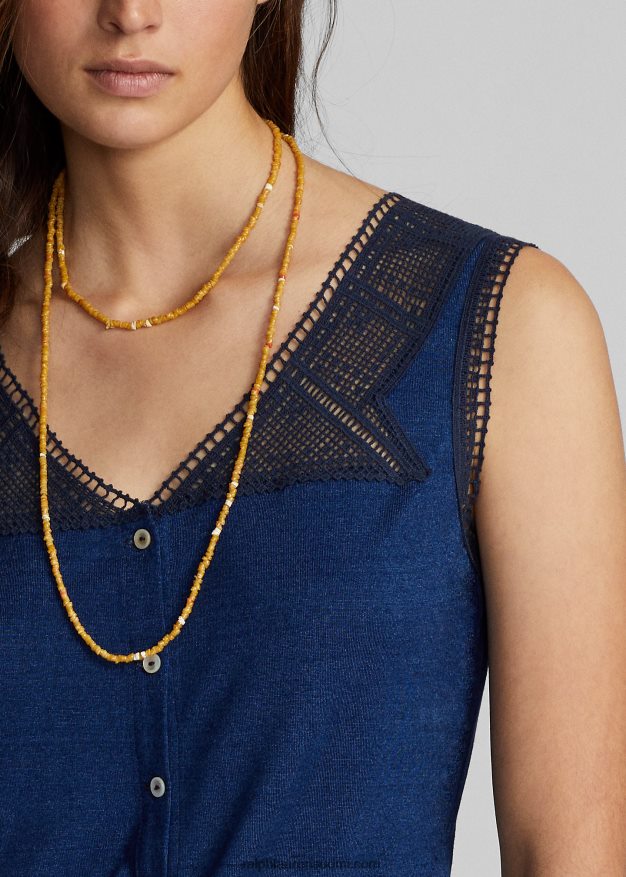 Ralph Lauren naiset virkattu reunustettu kammio 0Z24ZR3639 indigo