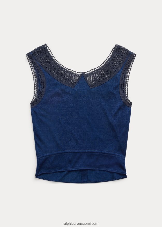 Ralph Lauren naiset virkattu reunustettu kammio 0Z24ZR3639 indigo