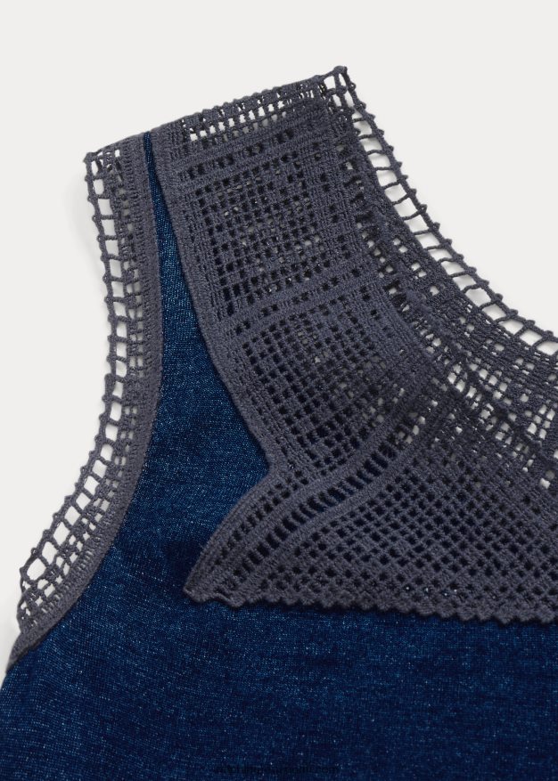 Ralph Lauren naiset virkattu reunustettu kammio 0Z24ZR3639 indigo