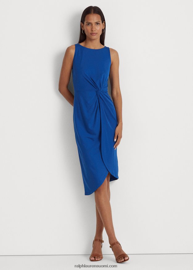 Ralph Lauren naiset Edessä kierretty joustava trikoomekko 0Z24ZR3917 sininen saturn