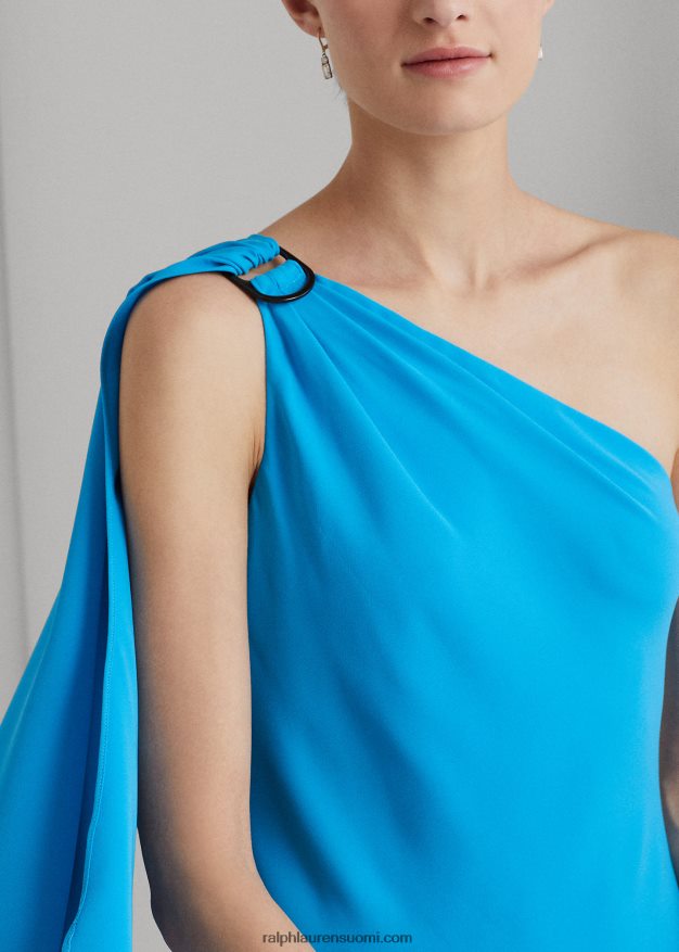Ralph Lauren naiset Georgette yksiolkainen cocktailmekko 0Z24ZR3899 liekehtivä valtameri