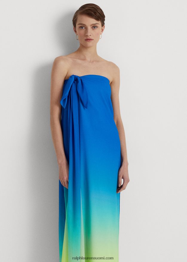 Ralph Lauren naiset Ombre-printti sifonki olkaimeton mekko 0Z24ZR3925