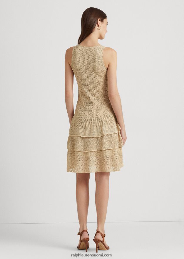 Ralph Lauren naiset Pointelle-neulottu vyötäröinen mekko 0Z24ZR9520 dyynirusketus