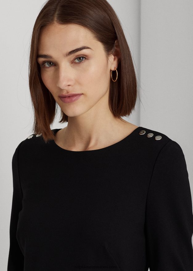 Ralph Lauren naiset Ponte kolmineljänneshihainen mekko 0Z24ZR4179 musta