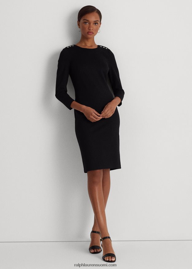Ralph Lauren naiset Ponte kolmineljänneshihainen mekko 0Z24ZR4481 musta