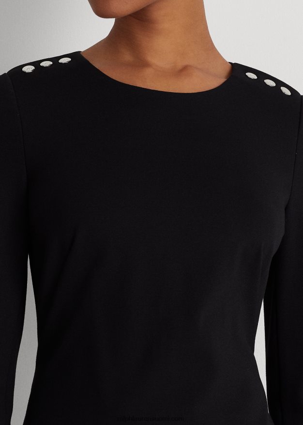 Ralph Lauren naiset Ponte kolmineljänneshihainen mekko 0Z24ZR4481 musta