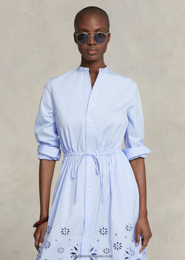 Ralph Lauren naiset brodeerattu puuvillainen paitamekko 0Z24ZR3034 vaaleansininen