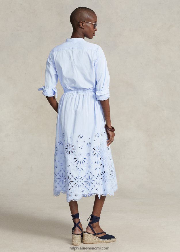 Ralph Lauren naiset brodeerattu puuvillainen paitamekko 0Z24ZR3034 vaaleansininen