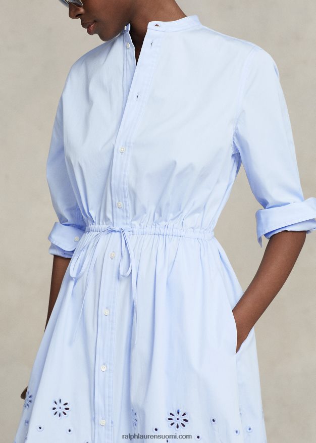 Ralph Lauren naiset brodeerattu puuvillainen paitamekko 0Z24ZR3034 vaaleansininen