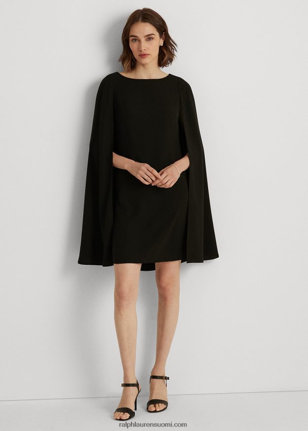 Ralph Lauren naiset cape Georgette cocktailmekko 0Z24ZR3790 musta