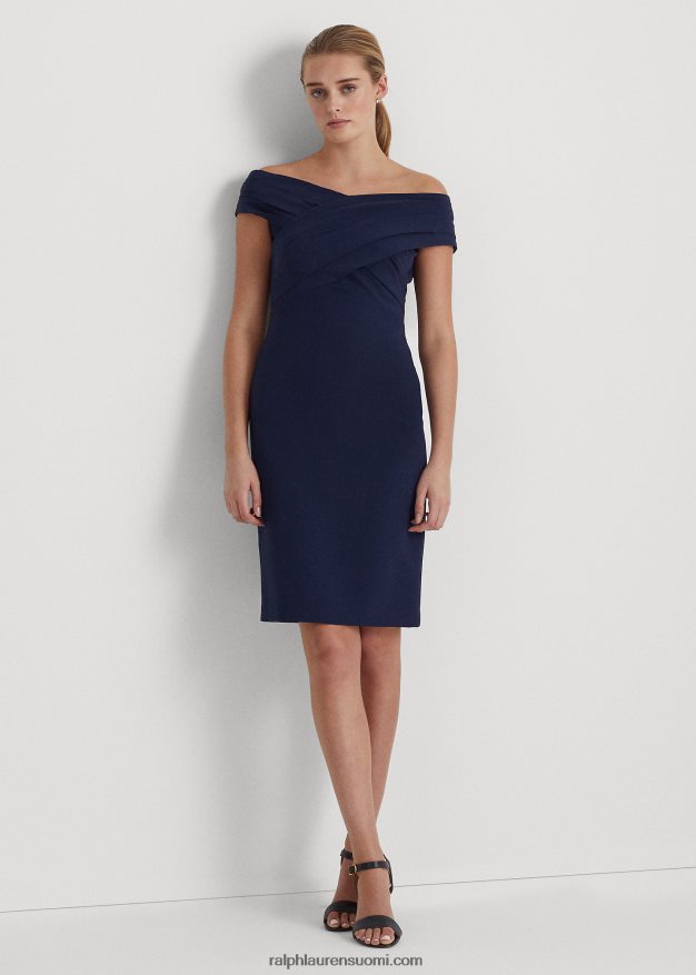 Ralph Lauren naiset crepe off-the-shoulder cocktail-mekko 0Z24ZR3802 majakan laivasto