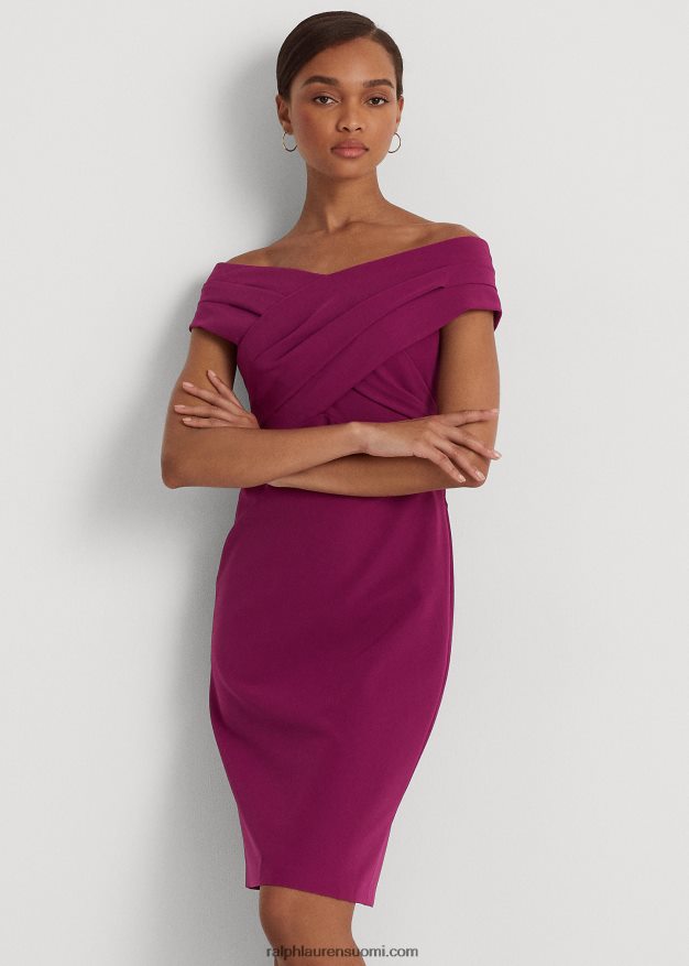 Ralph Lauren naiset crepe off-the-shoulder cocktail-mekko 0Z24ZR3803 luumu kaspia