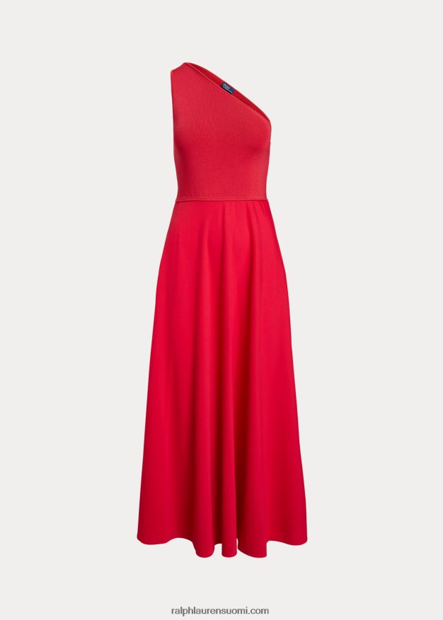 Ralph Lauren naiset hybridi yksiolkainen cocktailmekko 0Z24ZR2983 auringonlaskun punainen
