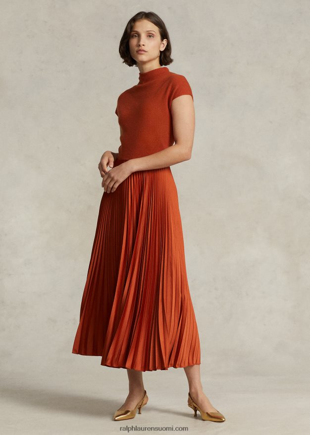 Ralph Lauren naiset hybridipusero-laskostettu pilkkumekko 0Z24ZR3205 ruoste