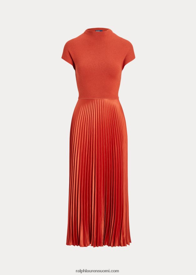 Ralph Lauren naiset hybridipusero-laskostettu pilkkumekko 0Z24ZR3205 ruoste