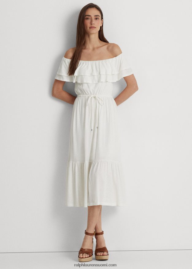 Ralph Lauren naiset jersey-mekko 0Z24ZR3905 valkoinen