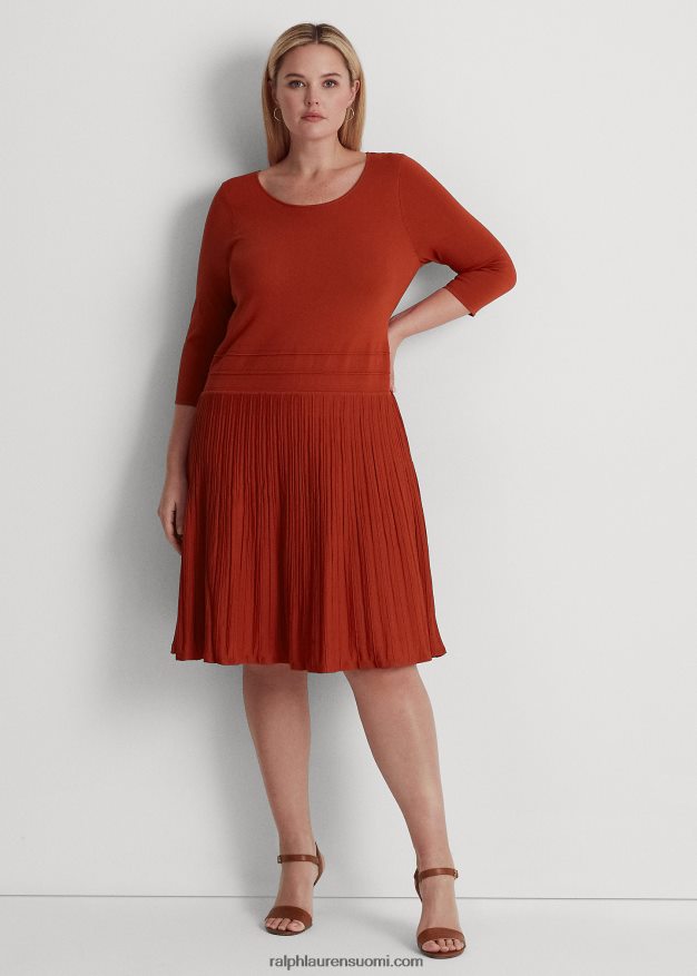 Ralph Lauren naiset jersey-mekko, jossa on kolme neljäsosaa hihaa 0Z24ZR4518 punainen aurinkokivi