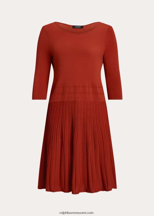 Ralph Lauren naiset jersey-mekko, jossa on kolme neljäsosaa hihaa 0Z24ZR4518 punainen aurinkokivi