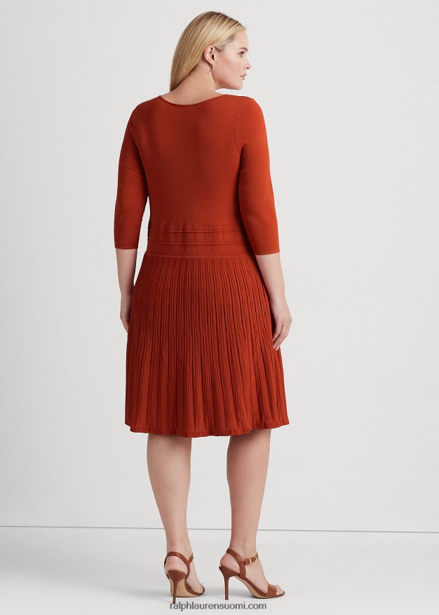 Ralph Lauren naiset jersey-mekko, jossa on kolme neljäsosaa hihaa 0Z24ZR4518 punainen aurinkokivi