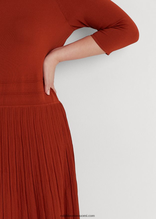 Ralph Lauren naiset jersey-mekko, jossa on kolme neljäsosaa hihaa 0Z24ZR4518 punainen aurinkokivi