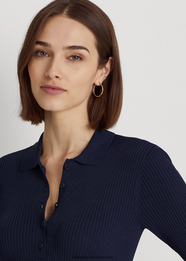 Ralph Lauren naiset joustinneulepusero mekko 0Z24ZR3978 hienostunut laivasto