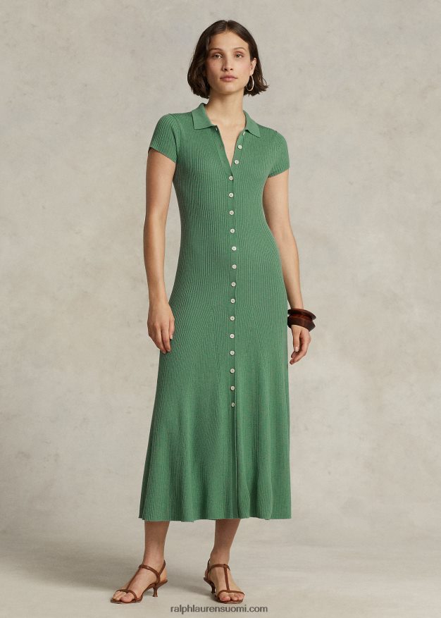 Ralph Lauren naiset joustinneulottu merinovillainen poolopuseromekko 0Z24ZR9195 väylän vihreä