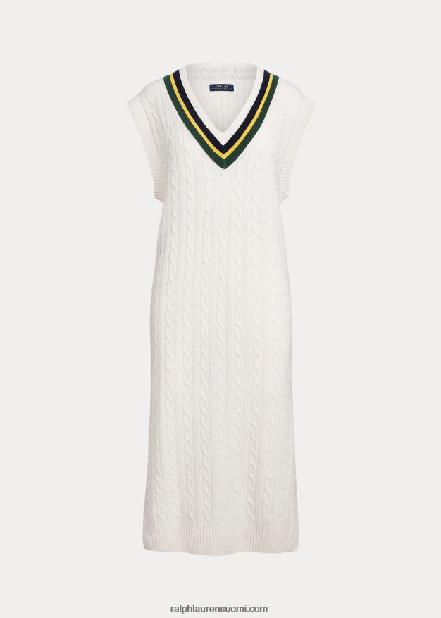 Ralph Lauren naiset kaapelineulottu krikettimidi-neulemekko 0Z24ZR3285 kerma multi