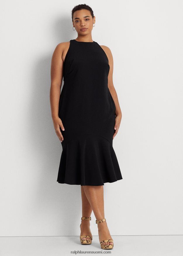 Ralph Lauren naiset kaksipuolinen kreppihihaton mekko 0Z24ZR4782 musta