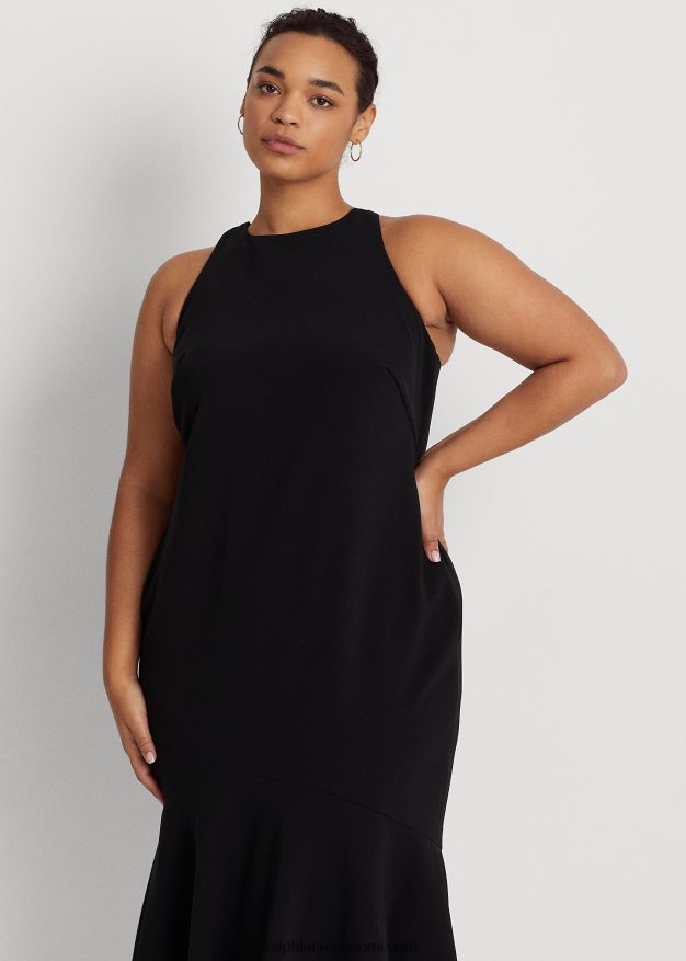 Ralph Lauren naiset kaksipuolinen kreppihihaton mekko 0Z24ZR4782 musta