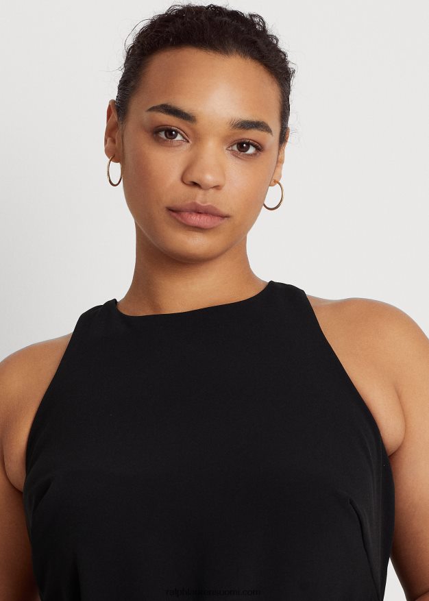 Ralph Lauren naiset kaksipuolinen kreppihihaton mekko 0Z24ZR4782 musta