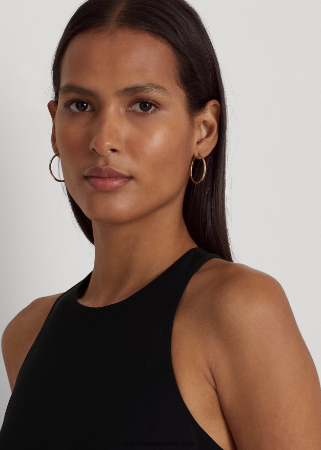 Ralph Lauren naiset kaksipuolinen kreppihihaton mekko 0Z24ZR4870 musta