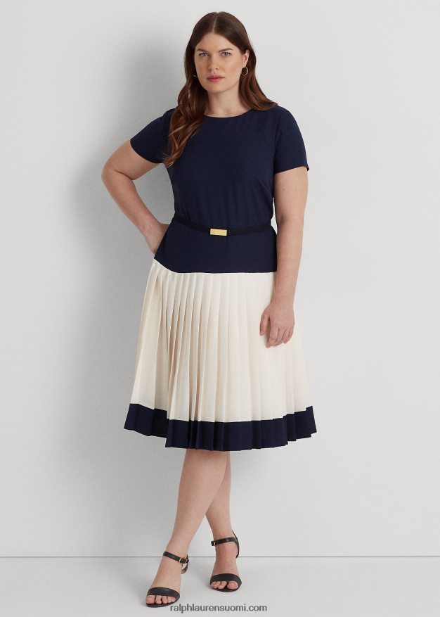 Ralph Lauren naiset kaksisävyinen georgette-mekko vyöllä 0Z24ZR4692