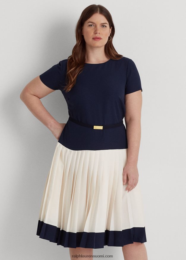 Ralph Lauren naiset kaksisävyinen georgette-mekko vyöllä 0Z24ZR4692