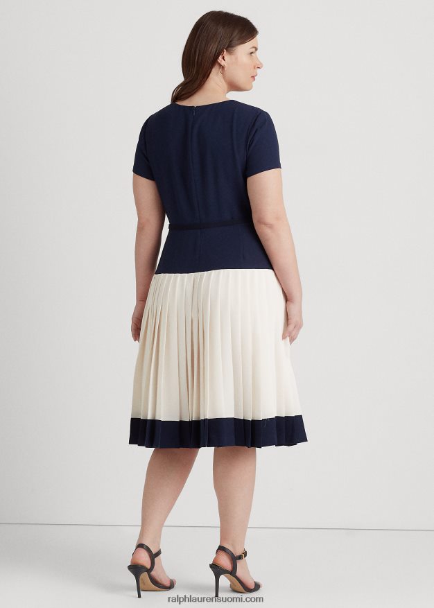 Ralph Lauren naiset kaksisävyinen georgette-mekko vyöllä 0Z24ZR4692