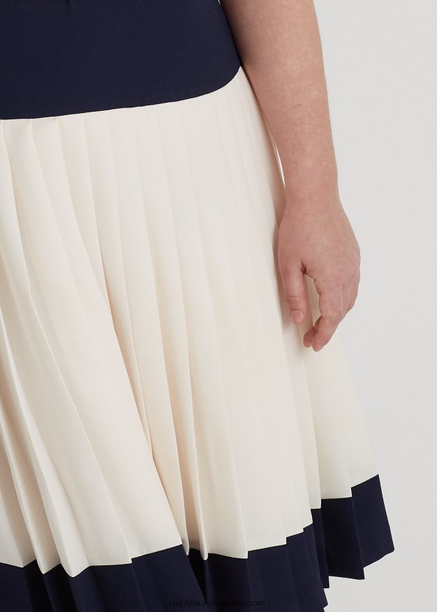 Ralph Lauren naiset kaksisävyinen georgette-mekko vyöllä 0Z24ZR4692