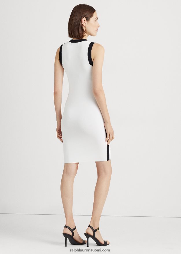 Ralph Lauren naiset kaksisävyinen hihaton neulemekko 0Z24ZR3843 valkoinen musta