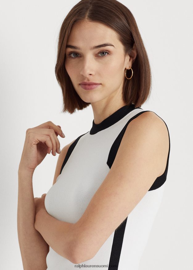 Ralph Lauren naiset kaksisävyinen hihaton neulemekko 0Z24ZR3843 valkoinen musta