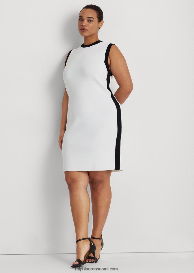 Ralph Lauren naiset kaksisävyinen hihaton neulemekko 0Z24ZR4571 valkoinen musta