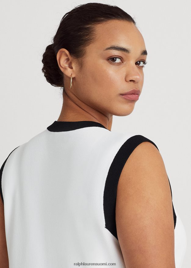 Ralph Lauren naiset kaksisävyinen hihaton neulemekko 0Z24ZR4571 valkoinen musta