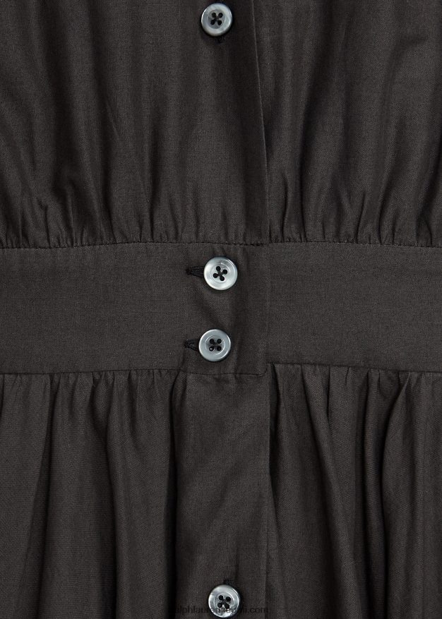 Ralph Lauren naiset kontrastikaulus puuvillainen voile-mekko 0Z24ZR3620 musta valkoinen