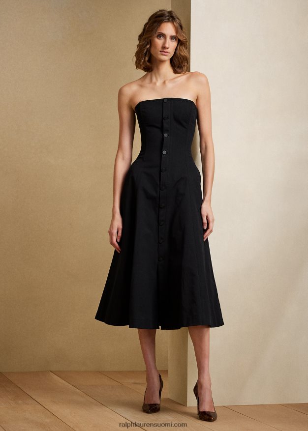 Ralph Lauren naiset kooper puuvillainen olkaimeton cocktailmekko 0Z24ZR9293 musta